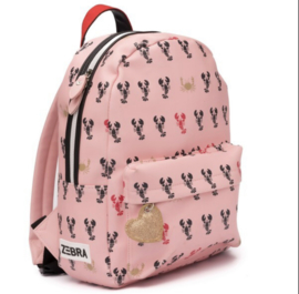 Mooie kids rugtas van het merk Zebra. Roze - kreeften print