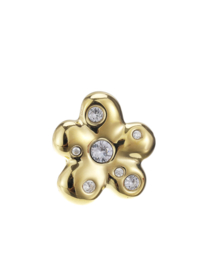 By Jam RVS (stainless steel) grote ring met steentjes. Hart of Bloem