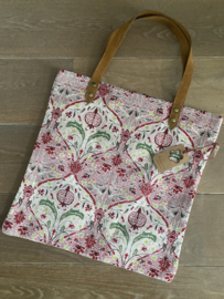 Mooie jaquard shopper (dikke stof) van Imbarro. Roze combi