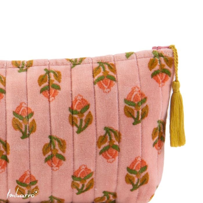 Mooie fluwelen clutch / toilettas Lovely Flowers  van Imbarro, groen.