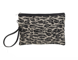 Kbas. Kleine tas / clutch / toilet tas, jacquard geweven panter dessin.