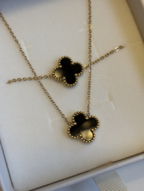 Sieraden set “klaver” Stainless steel. Goud of zilver kleurig.