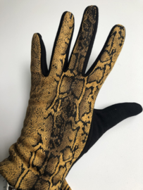Handschoenen, Okergeel / Zwart,  snake.