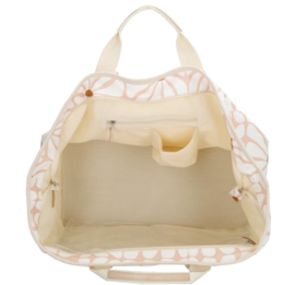 Grote strandtas van Zebra, model Elise. Roze retro bloem.