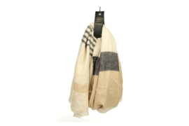 Langwerpige soft sjaal. Crème / beige / zwart