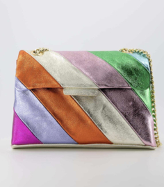 Rainbow tas, groot model, echt leer. Felle kleurtjes