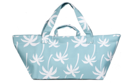 Super grote Shopper / Strandtas / Weekendtas. Blauw - wit palmbomen print