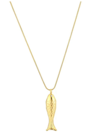 Vis ketting van RVS (stainless steel). Goudkleurig.