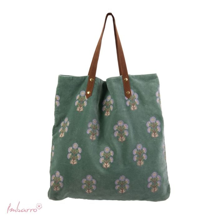 Mooie fluwelen clutch / toilettas Fleurville  van Imbarro, groen.