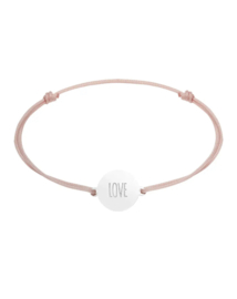Vriendschaps armbandjes, LOVE. “One for you, One for me”. Zilver - Roze