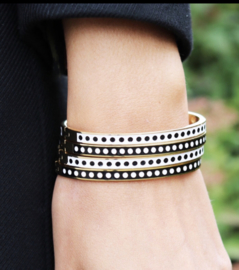 RVS bangle/armband “Stippels” Goud-Wit-Zwart