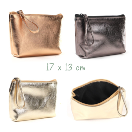 Mini toilet tasje. Half glanzend metallic. 3 kleuren