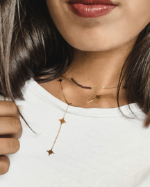 RVS (stainless steel) Y- ketting “stars”. Goudkleurig