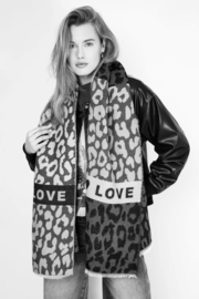 Super zachte panter-love sjaal. Grijs / Camel.