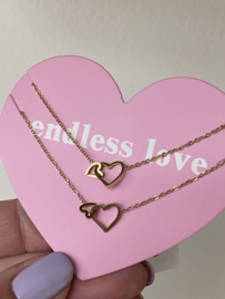 Stainless steel armbanden SET. Endless Love. 2 x goud