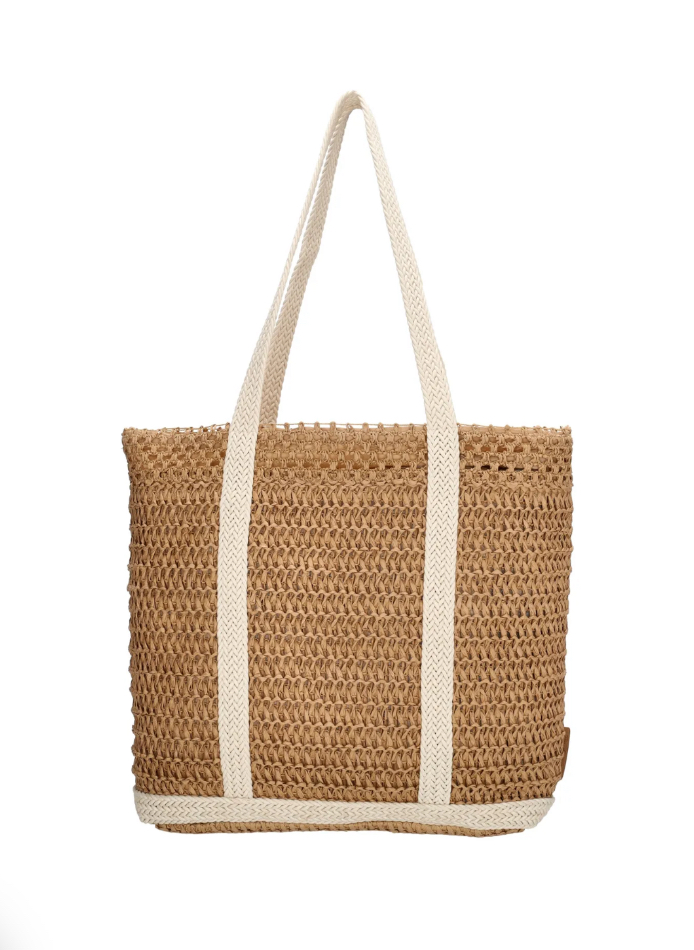 Naturel tartan tas. Lichtgewicht. Ecru hengsels.