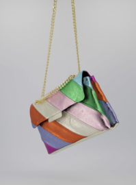 Rainbow tas, groot model, echt leer. Felle kleurtjes