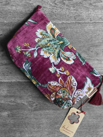 Mooie fluwelen clutch / toilettas Romee van Imbarro, Bordeaux rood.