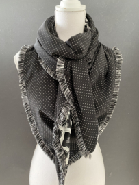 Zwart - Wit fancy wieber  satijn  - mini stip, couture sjaal.