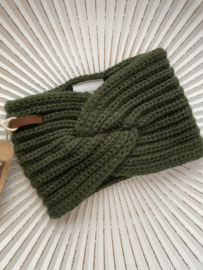 Knit Factory, gebreide haarband. Khaki (Army green)