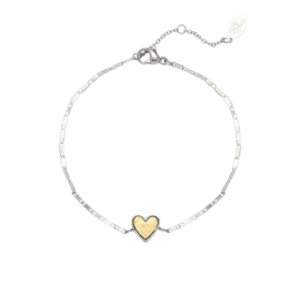 Stainless steel armbandje zilver-goud hart.