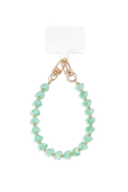 Telefoon sieraad / hanger kleine hartjes. Mint groen