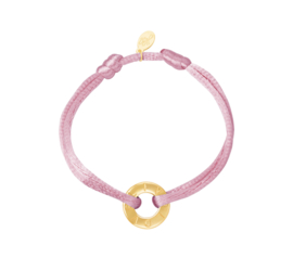 Satijn armbandje met RVS (stainless steel) ring LIVE LOVE