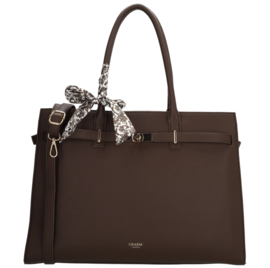 Stijlvolle Hermes geïnspireerde laptop tas / werktas / schooltas van Charm Londen. Bruin