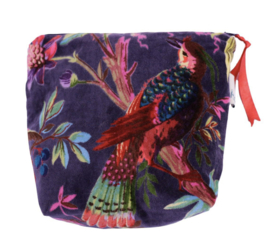 Mooie fluwelen shopper van Imbarro.  Paradise print. Donker paars