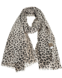 Langwerpige medium/dunne super soft sjaal. Beige panter.