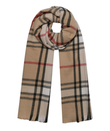 Langwerpige soft sjaal, Burberry look - ruit dessin, camel