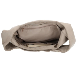 Grote Zebra tas. Model Lilou. Met gouden studs. Licht taupe (naturel)
