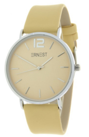 Horloge Ernest,  stijlvol. Gladde band. Mais geel  - zilver.