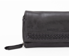 Bag 2 Bag medium portemonnee, “ Matera ”, écht leer. Zwart. Limited Edition.