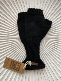 Knit Factory, gebreide handwarmers / wanten zonder vingers. Zwart