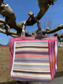 Leuke gestreepte shopper / strandtas. Multi colour