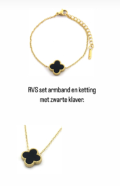 Sieraden set “klaver” Stainless steel. Goud of zilver kleurig.