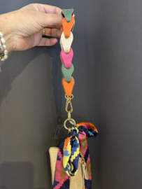 Telefoon hanger / sleutel hanger + mini porto. Felle kleuren.