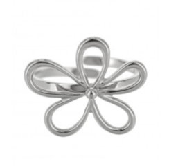 RVS (stainless steel) bloemen ring. Zilver of goud