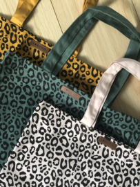 Super leuke katoenen Shopper.  Roze + luipaard / panter print.