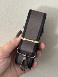 Schouderband / cameraband / tassenriem.  Antraciet-Zwart
