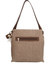 Charm London. Tas bruin-ecru gevlochten.