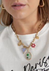 Grove RVS (stainless steel) ketting met grote bedels. Goudkleurig.