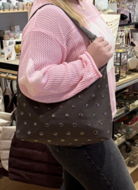 Tas Veneto. PU leer met stoere studs. Choco