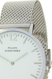 Horloge Philippe Constance,  Zilverkleurig. RVS band! Witte plaat.