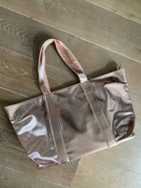 Grote half glanzende Shopper / Strandtas,  Rosé metalic