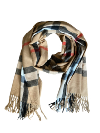 Super zachte Burberry look sjaal. Camel