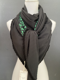 Gucci groene panter / zwarte mini stippen achterkant, couture sjaal