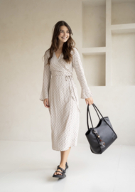 Zebra shopper / laptoptas model Sofie + bag charm. Creme .
