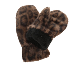 Leopard / luipaard  imitatie bont wanten. Midden bruin.